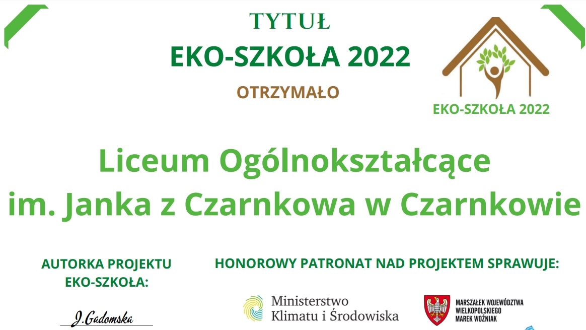 dyplom Eko-Szkoła